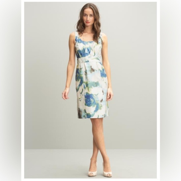 Banana Republic Dresses & Skirts - Banana Republic Silk Abstract Floral Dress Blue Green Sz 0P Spring Summer Mini